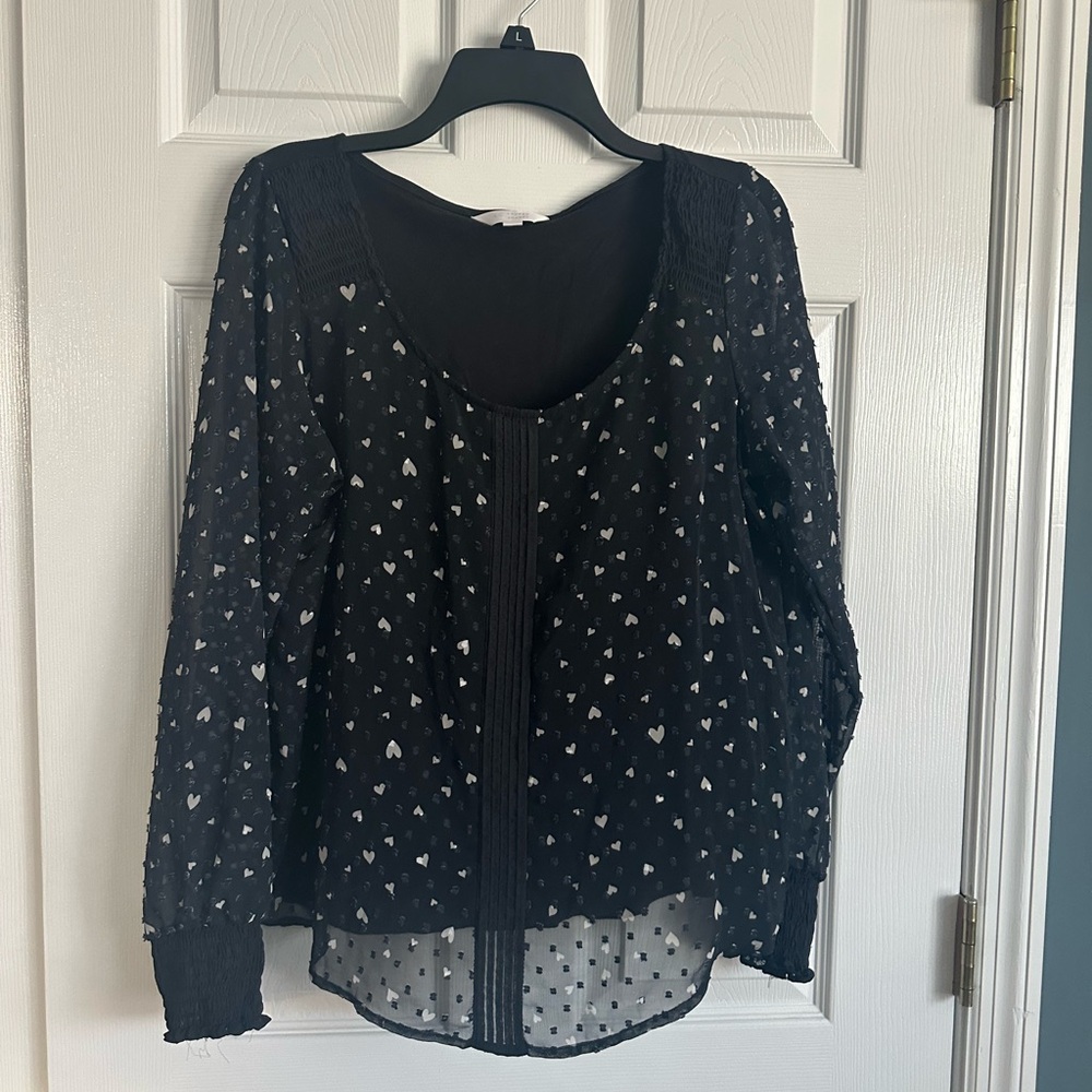 LC Lauren Conrad Black Heart Blouse